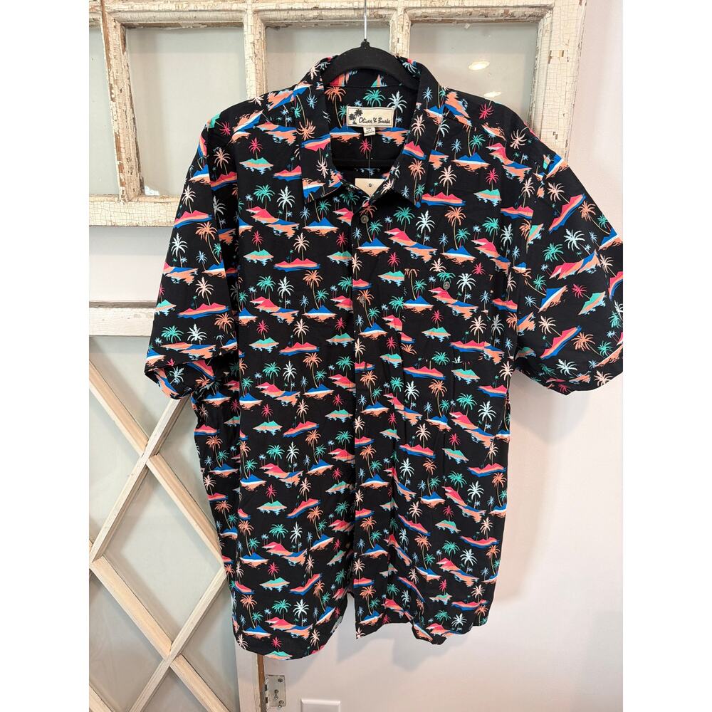 NWT Oliver & Burke size 3XL Hawaiian style men’s shirt palm trees